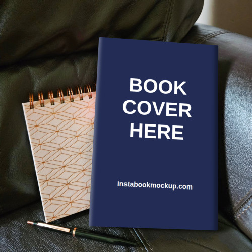 work book on sofa