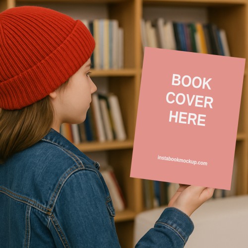 library girl holding book